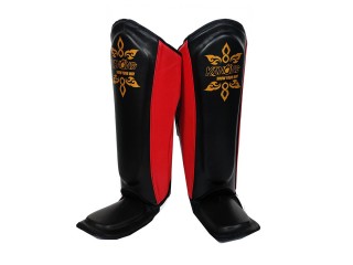 Kanong Genuine Leather Shin Pads : Red/Black